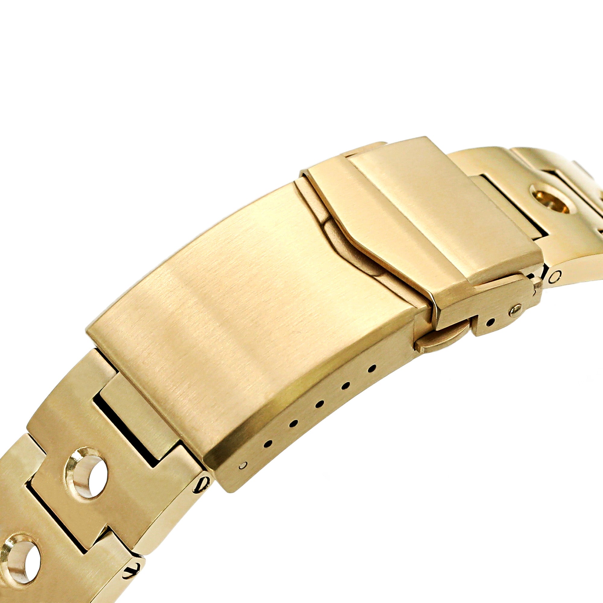 22mm Rollball Watch Band compatible with Seiko Gold Turtle SRPC44, 316L Stainless Steel Full IP Gold V-Clasp