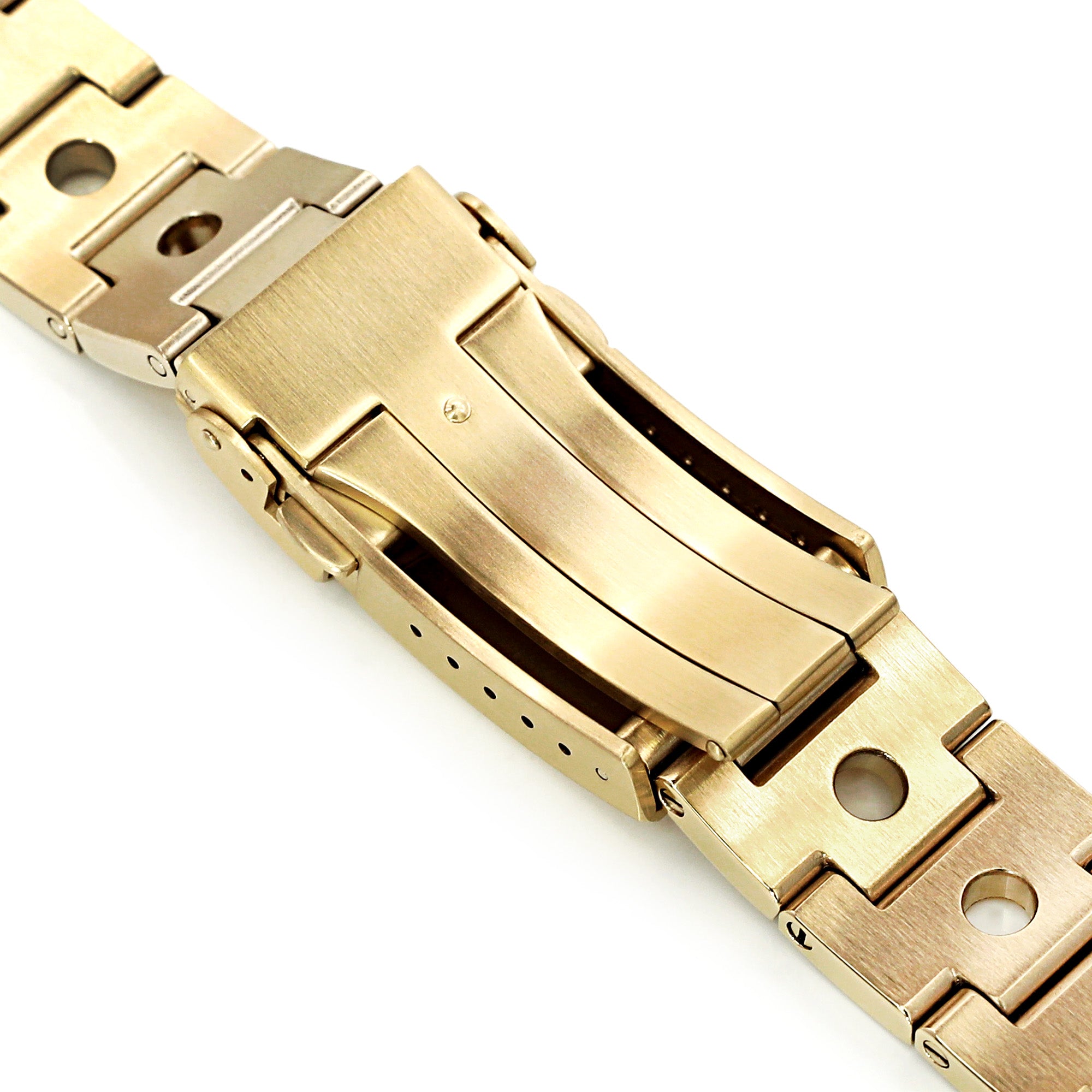 22mm Rollball Watch Band compatible with Seiko Gold Turtle SRPC44, 316L Stainless Steel Full IP Gold V-Clasp