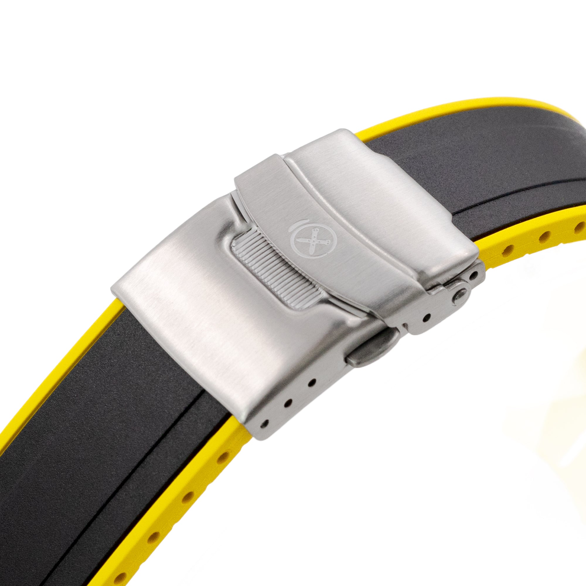 StrapXPro - SX1A Rubber Strap for Seiko SKX007, Black / Yellow Strapcode Watch Bands