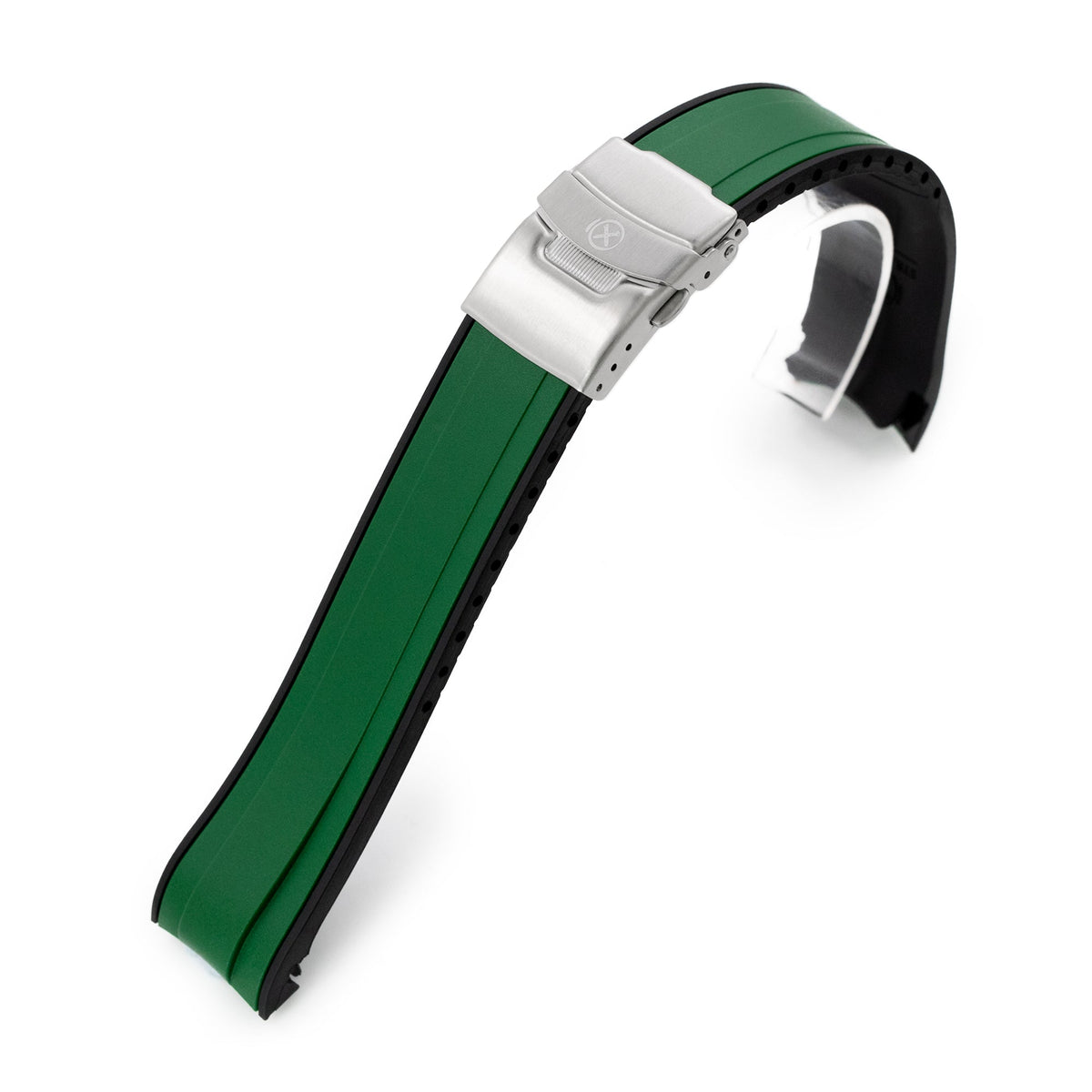 StrapXPro - SX1A Rubber Strap for New Seiko 5 Sport 5KX/GMT, Green / Black Strapcode Watch Bands