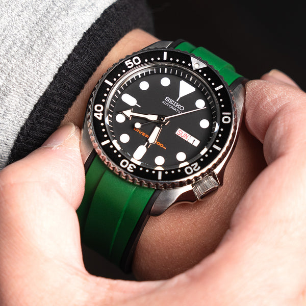 Seiko skx007 black leather strap sales