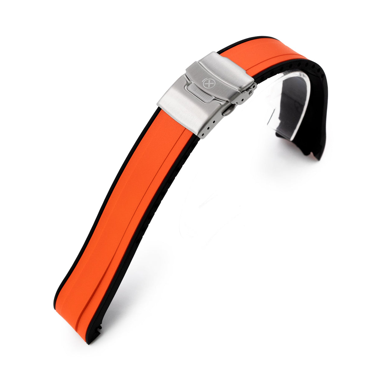 StrapXPro - SX1A Rubber Strap for New Seiko 5 Sport 5KX/GMT, Orange / Black Strapcode Watch Bands